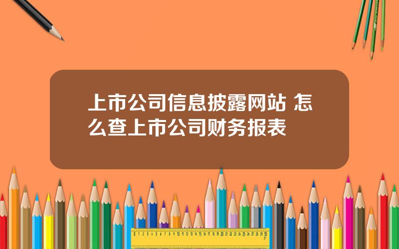 上市公司信息披露网站 怎么查上市公司财务报表